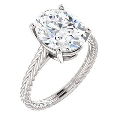 Solitaire Natural Diamond Ring 4 Carats Rope Style Shank Women Jewelry