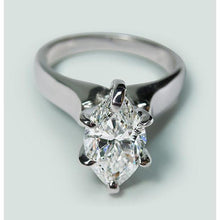Solitaire Natural Diamond Ring White Gold 14K 2 Carats Marquise Cut4