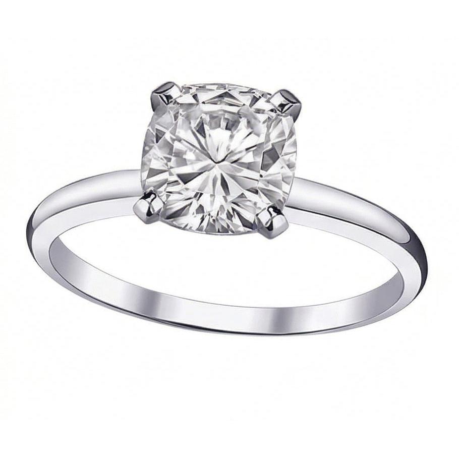 Solitaire Natural Earth Mined Diamond 2.01 Carat Cushion Ring