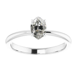 Solitaire Natural Marquise Old Miner Diamond Anniversary Ring 1 Carat White Gold