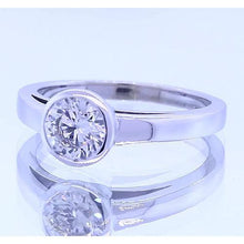Solitaire Natural Round Diamond Ring Bezel Set 1 Carats White Gold 14K 3
