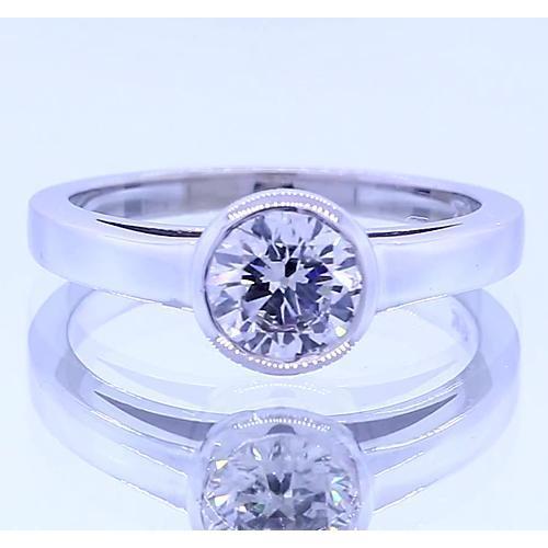 Solitaire Natural Round Diamond Ring Bezel Set 1 Carats White Gold 14K