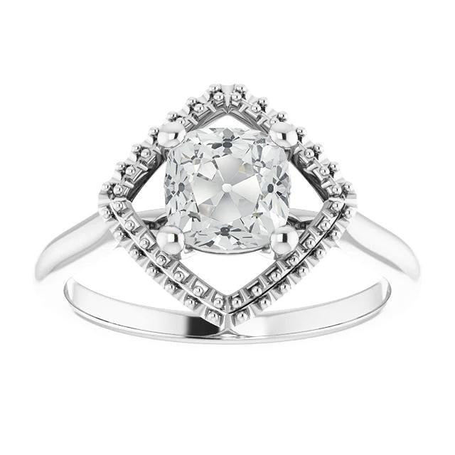 Solitaire Old Cut Genuine Cushion Diamond Ring Kite Style Jewelry 5 Carats