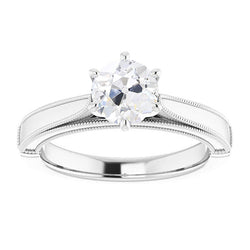 Solitaire Old Cut Real Diamond Anniversary Ring Antique Style 2 Carats