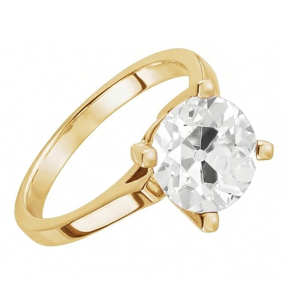 Diamond Solitaire Engagement Ring 4-ct 14 Karat Yellow Gold – angle view