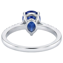 Solitaire Oval Blue Sapphire Ring With Natural Earth Mined DIAMOND ( NOT LAB GROWN ) Accents 2.50 Carats