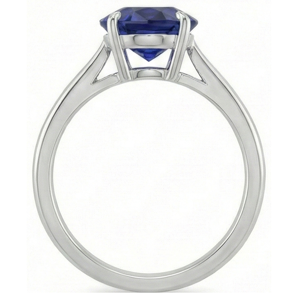 Solitaire Oval Cut Blue Sapphire Ring 2 Carats White Gold 14K