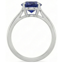 Solitaire Oval Cut Blue Sapphire Ring 2 Carats White Gold 14K