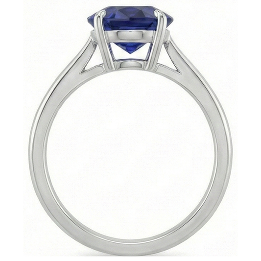 Solitaire Oval Cut Blue Sapphire Ring 2 Carats White Gold 14K