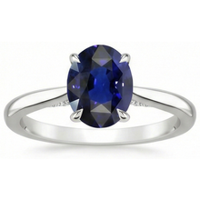 Solitaire Oval Cut Blue Sapphire Ring 2 Carats White Gold 14K