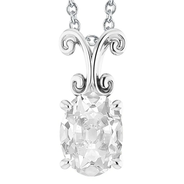 Solitaire Oval Cut Real Diamond Pendant Slide 5 Carats With 16 Chain