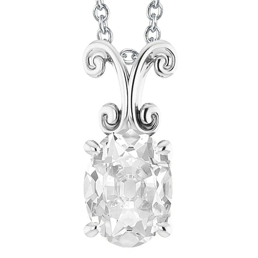 Solitaire Oval Cut Real Diamond Pendant Slide 5 Carats With 16 Chain