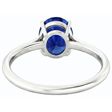 Solitaire Oval Deep Blue Sapphire Ring 2 Carats White Gold