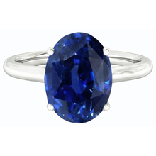 Solitaire Oval Deep Blue Sapphire Ring 2 Carats White Gold