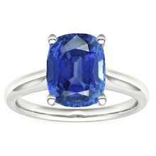 Solitaire Oval Natural Blue Sapphire Ring 2 Carats 14K White Gold