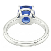 Solitaire Oval Natural Blue Sapphire Ring 2 Carats 14K White Gold