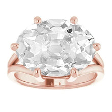 Solitaire Oval Old Cut Diamond Ring Split Shank Prong Set 8.50 Carats