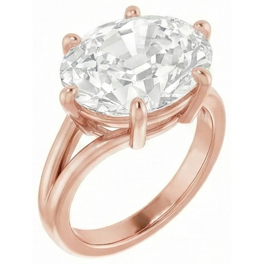 Solitaire Oval Old Cut Genuine Natural Earth Mined Diamond Ring Split Shank Prong Set 8.50 Carats