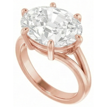 Solitaire Oval Old Cut Genuine Natural Earth Mined Diamond Ring Split Shank Prong Set 8.50 Carats
