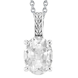 Solitaire Oval Old Miner Real Diamond Pendant Slide 5 Carats Prong Set