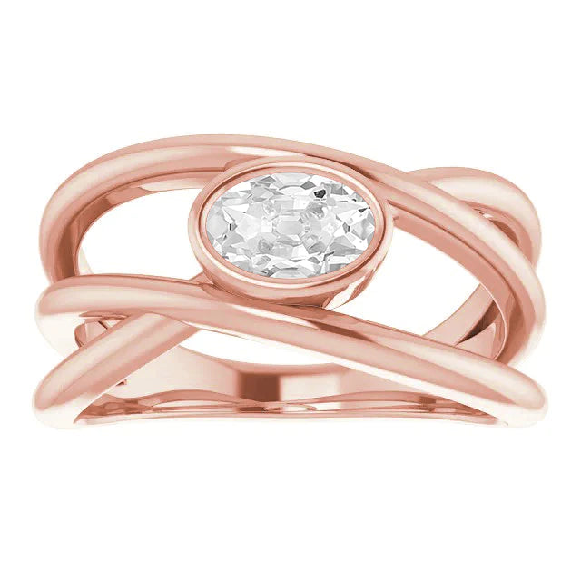 Solitaire Oval Old Miner Real Diamond Ring Bezel Split Shank 2.50 Carats