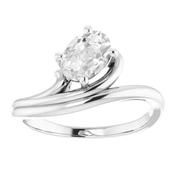 Solitaire Oval Old Miner Natural Earth Mined Diamond Ring Twisted Shank 3.50 Carats