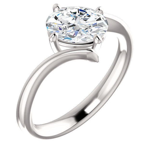 Solitaire Oval Real Diamond Engagement Ring 1.25 Carats