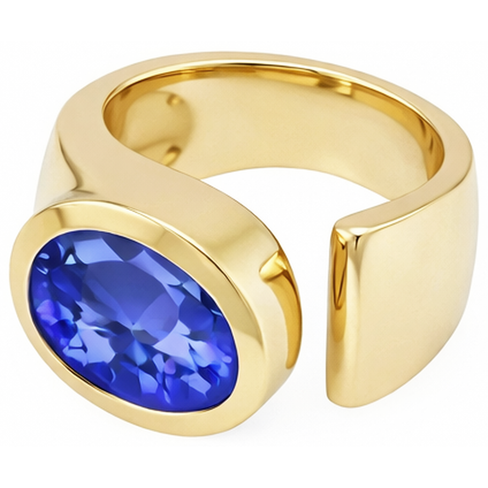 Solitaire Oval Tanzanite 2 Carat Ring Gemstone Jewellery