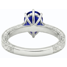 Solitaire Pear Antique Style Blue Sapphire Ring 1.50 Carats White Gold