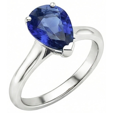 Solitaire Pear Blue Sapphire Gemstone Wedding Ring 2 Carats