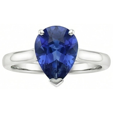 Solitaire Pear Blue Sapphire Gemstone Wedding Ring 2 Carats