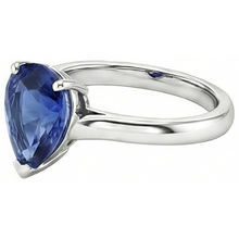 Solitaire Pear Blue Sapphire Gemstone Wedding Ring 2 Carats
