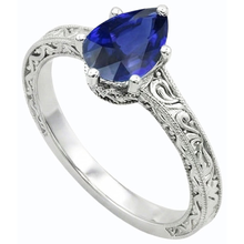 natural pear sapphire 2ct ring front view