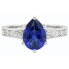 natural pear sapphire 2ct ring profile view