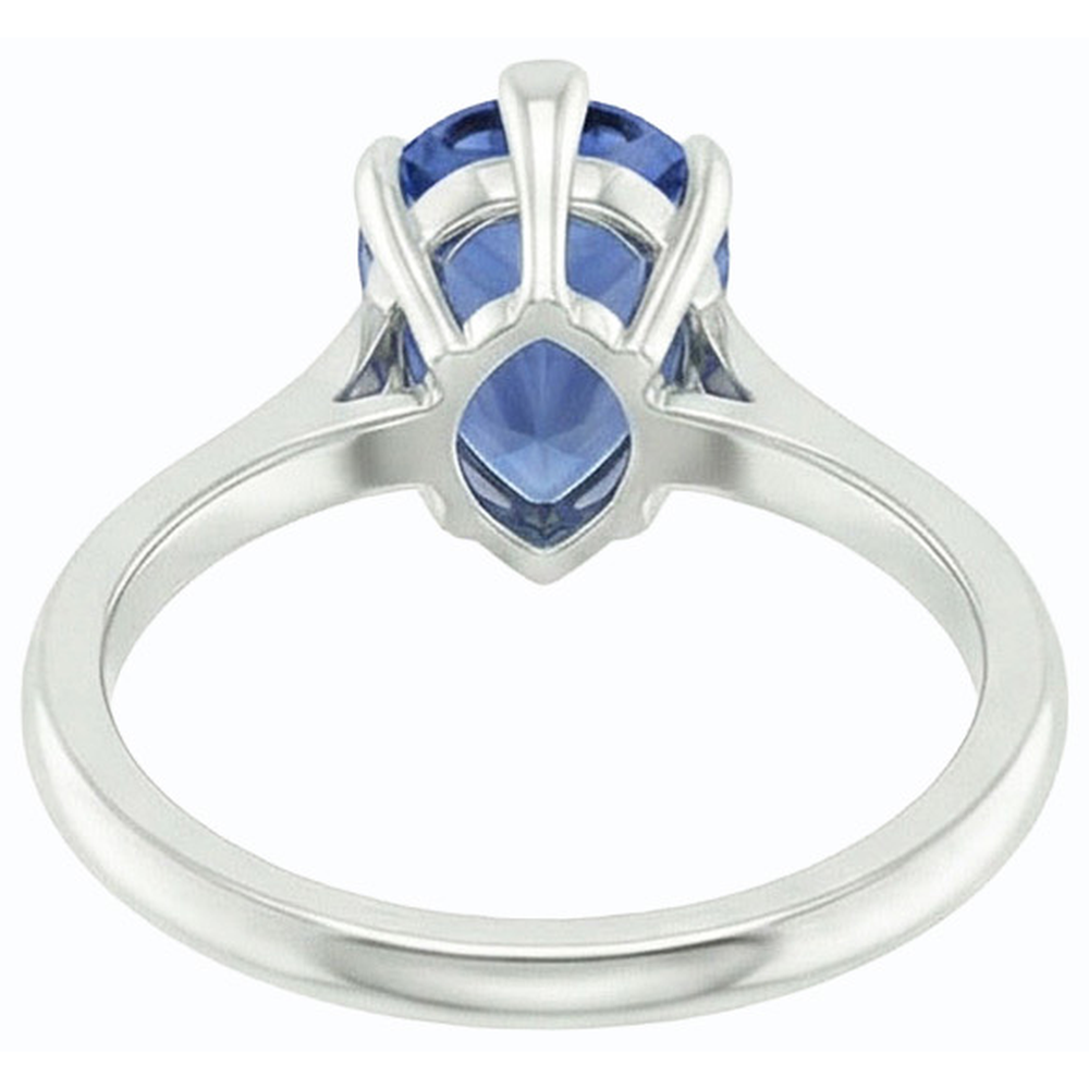 Solitaire Pear Blue Sapphire Ring Prong Set 1.50 Carats