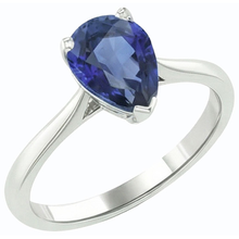 Solitaire Pear Blue Sapphire Ring Prong Set 1.50 Carats
