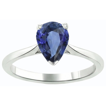 Solitaire Pear Blue Sapphire Ring Prong Set 1.50 Carats