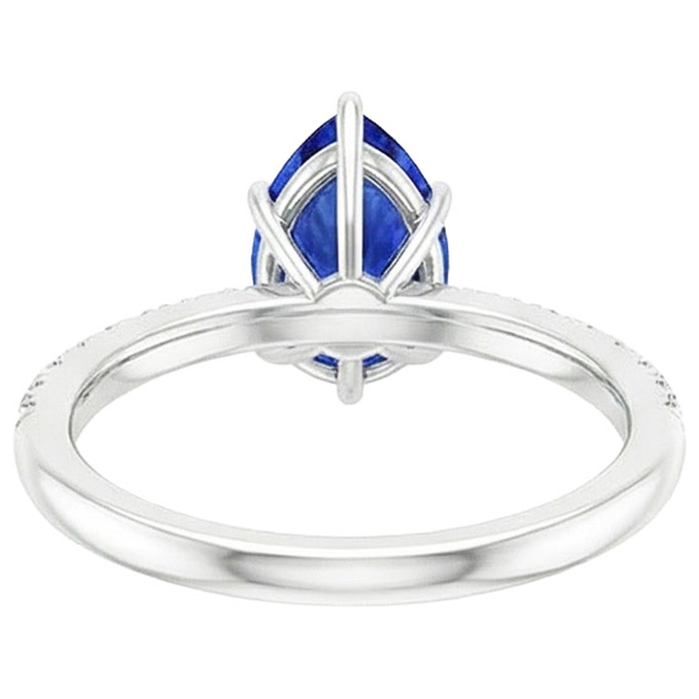 natural round sapphire 3.75ct ring top view