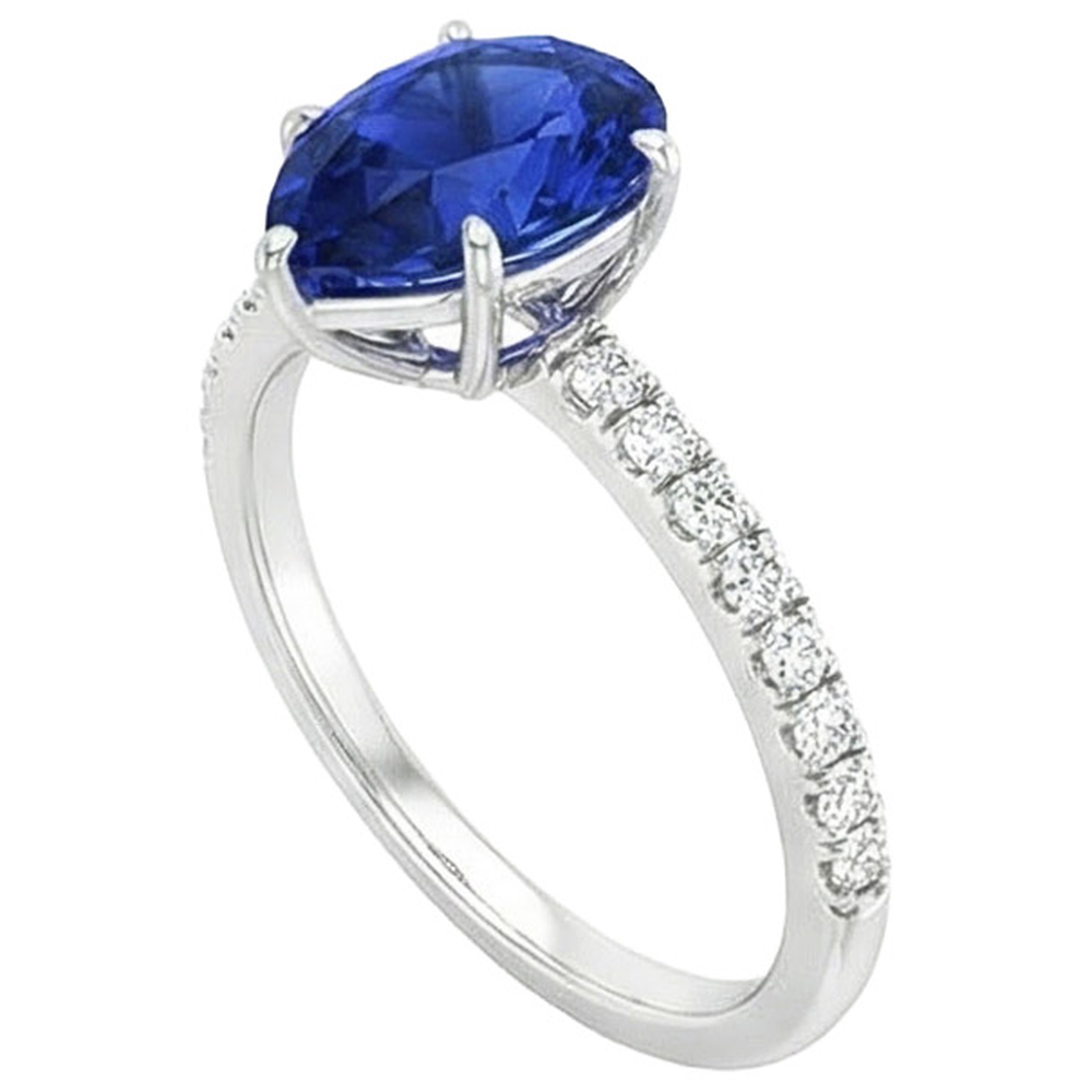 natural round sapphire 3.75ct ring profile view