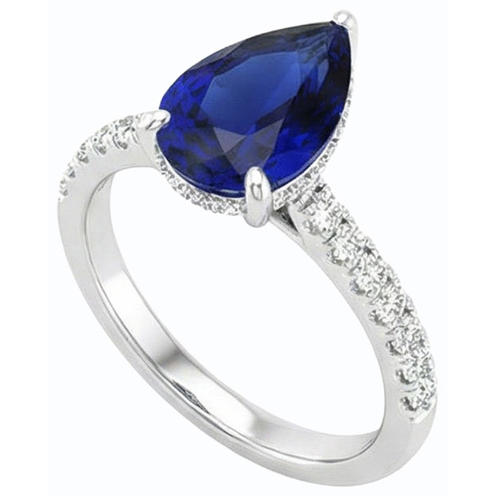 natural round sapphire 3.50ct ring top view