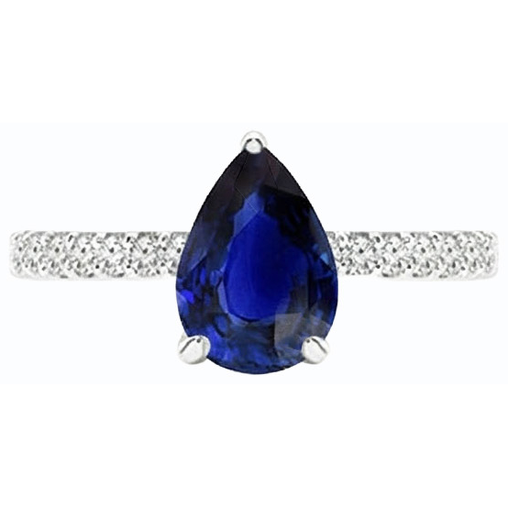 natural round sapphire 3.50ct ring on white background