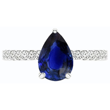 natural round sapphire 3.50ct ring on white background