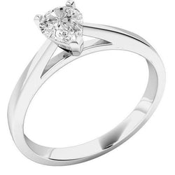 Solitaire Pear Cut 1 Carat Real Diamond Engagement Ring