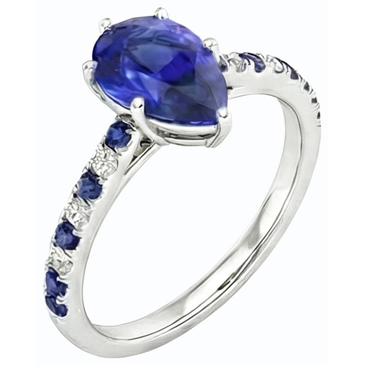 natural round sapphire 2.50ct ring front view
