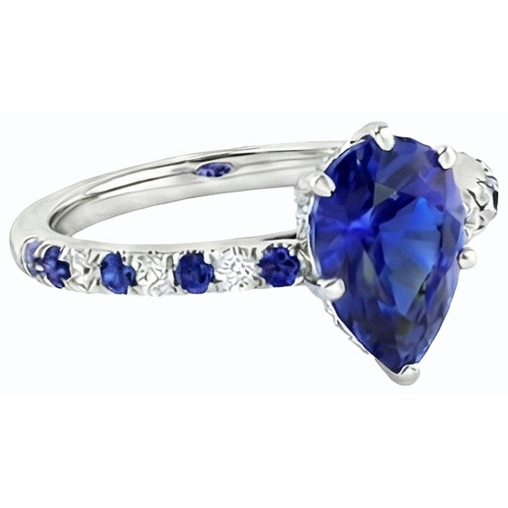 natural round sapphire 2.50ct ring profile view