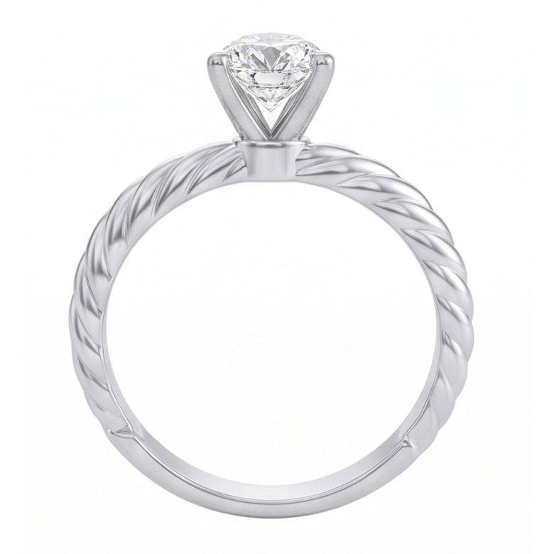 Solitaire Pear Natural Earth Mined Diamond 1.50 Carat Wedding Ring Rope Style Shank