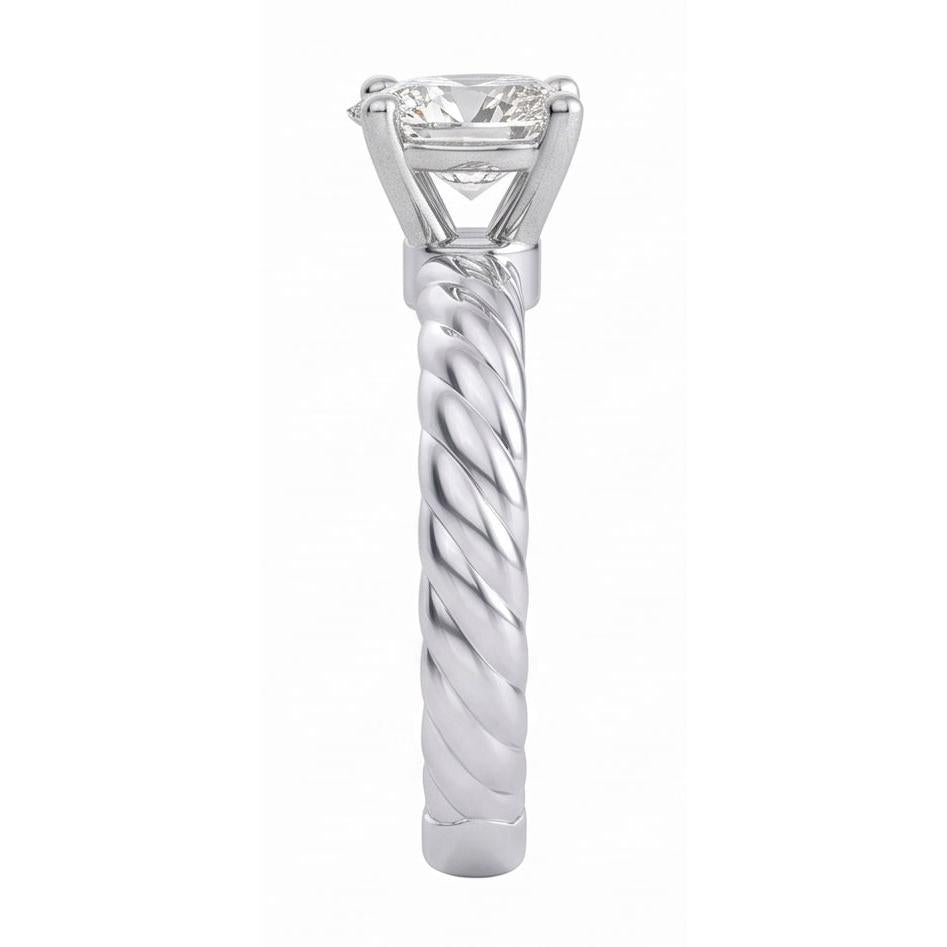 Solitaire Pear Natural Earth Mined Diamond 1.50 Carat Wedding Ring Rope Style Shank