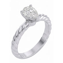 Solitaire Pear Natural Earth Mined Diamond 1.50 Carat Wedding Ring Rope Style Shank