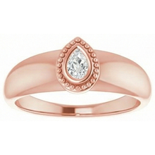 Solitaire Pear Old Cut Real Natural Earth Mined Diamond Wedding Ring Bezel Set Gold 1 Carat