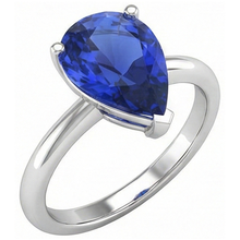 Solitaire Pear Sri Lankan Sapphire Ring Prong Set 3 Carats Gold